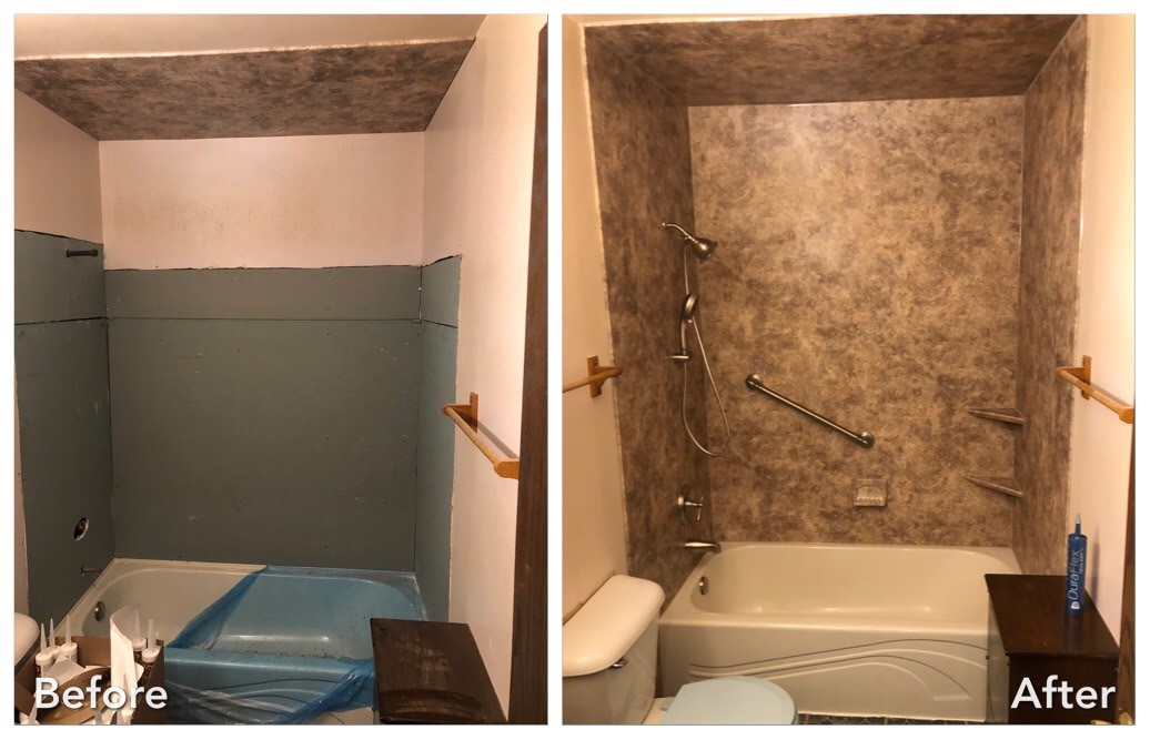 Tub surround upgrade in Valley Stream, Nassau County — before and after